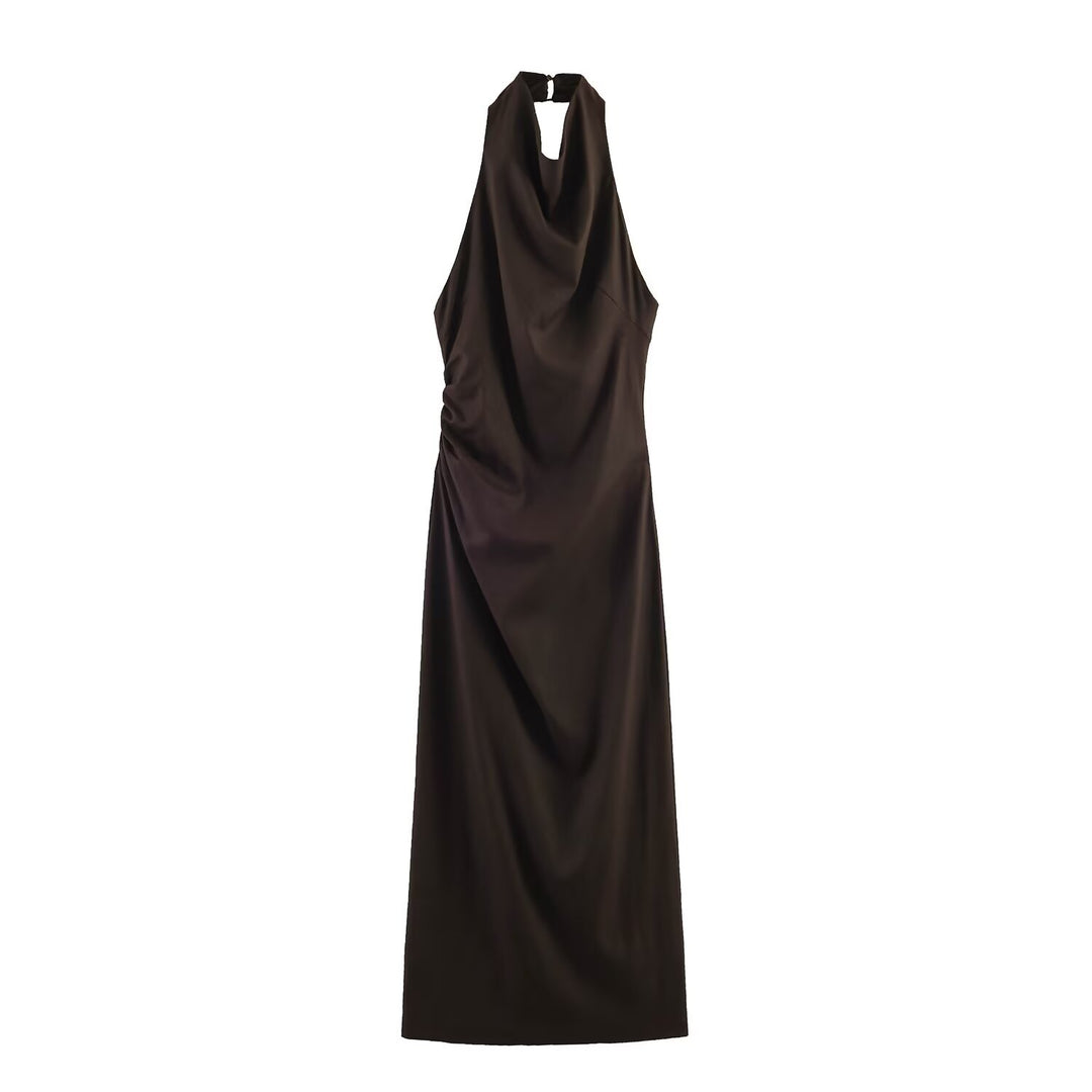 Dame Maxikjole med elegant draperingsdesign Skjora
