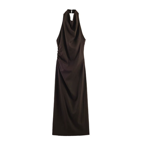Dame Maxikjole med elegant draperingsdesign Skjora
