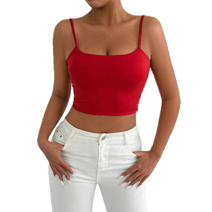 Dame Figurtilpasset Crop-Top laget av elastisk materiale med spaghetti-stropper Skjora