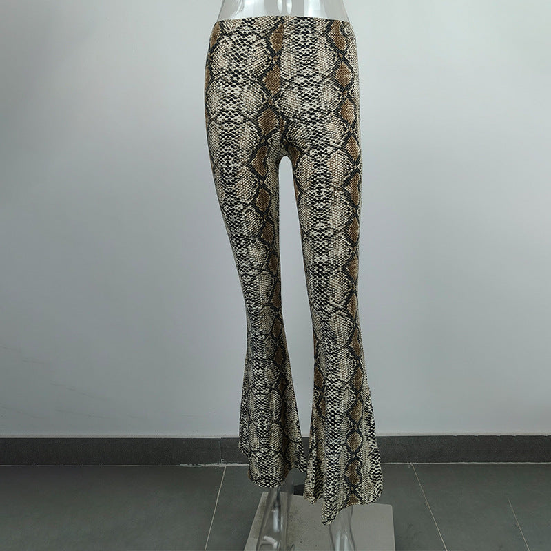 Dame Flared Leggings i dyreprint Tigerstrikk-vask Skjora