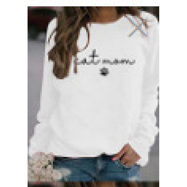 Dame sweatshirt med kreativ kattemamma-design Skjora