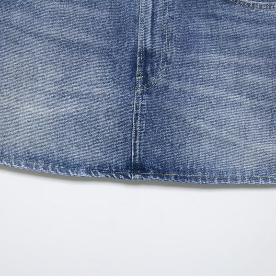 Dame jeans skjørt med justerbart belte og klassiske lommer Skjora