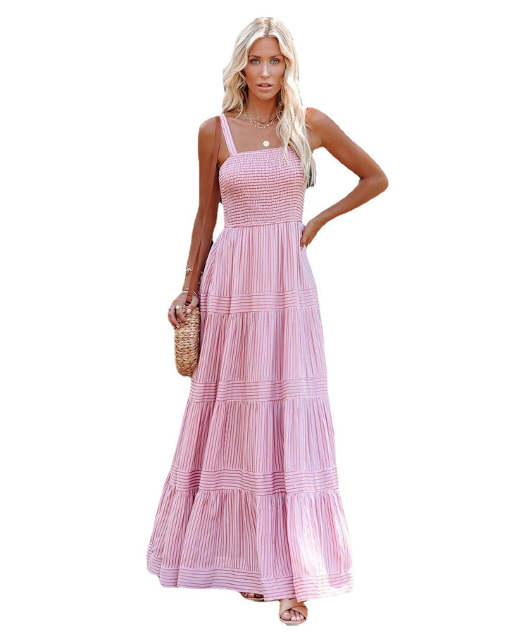 Dames maxi kjole med lett ruffle stil og elastisk bustier Skjora