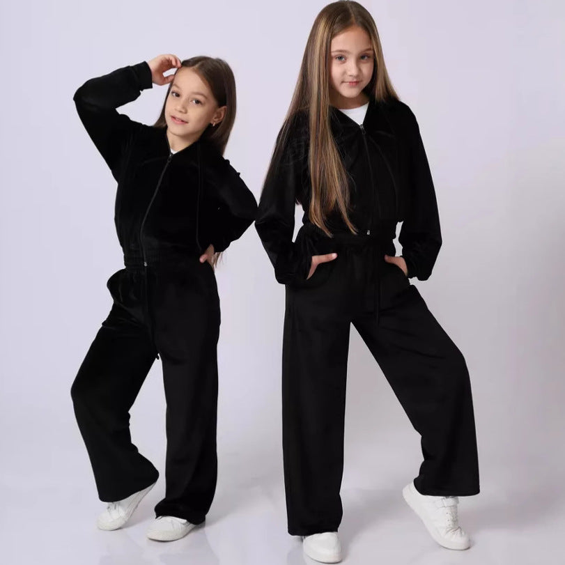 Dame Fleece Loungewear Sett med Hette og Høy Midje Skjora