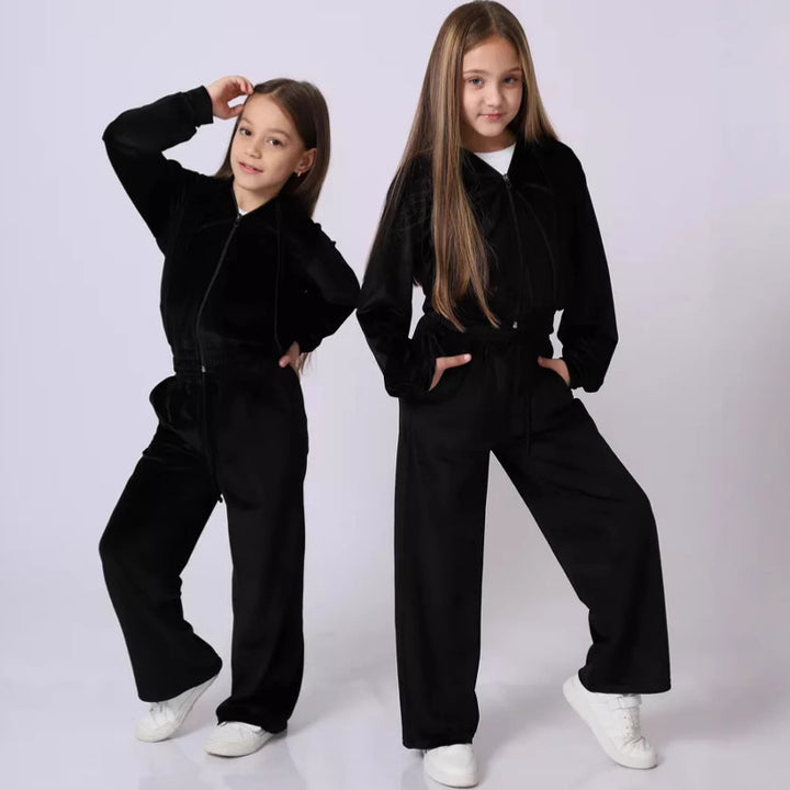 Dame Fleece Loungewear Sett med Hette og Høy Midje Skjora