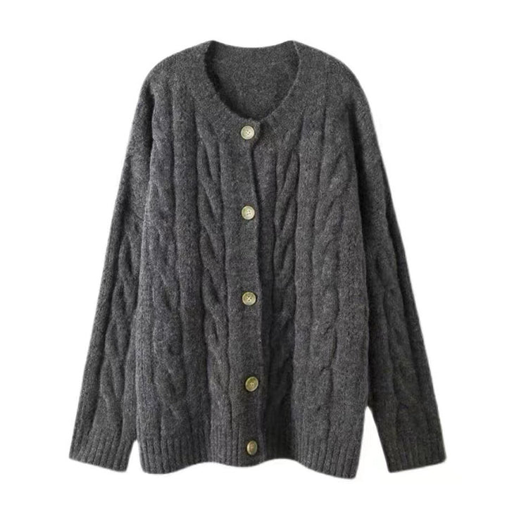 Kvinne chunky strikket cardigan med store knapper og avslappet snitt Skjora