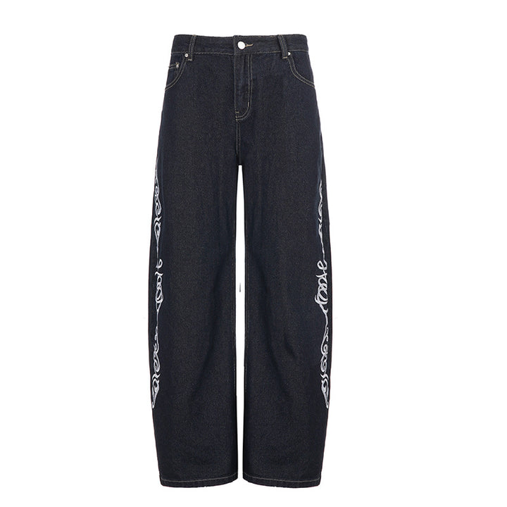 Damevidde jeans med elegante kunstverk Skjora