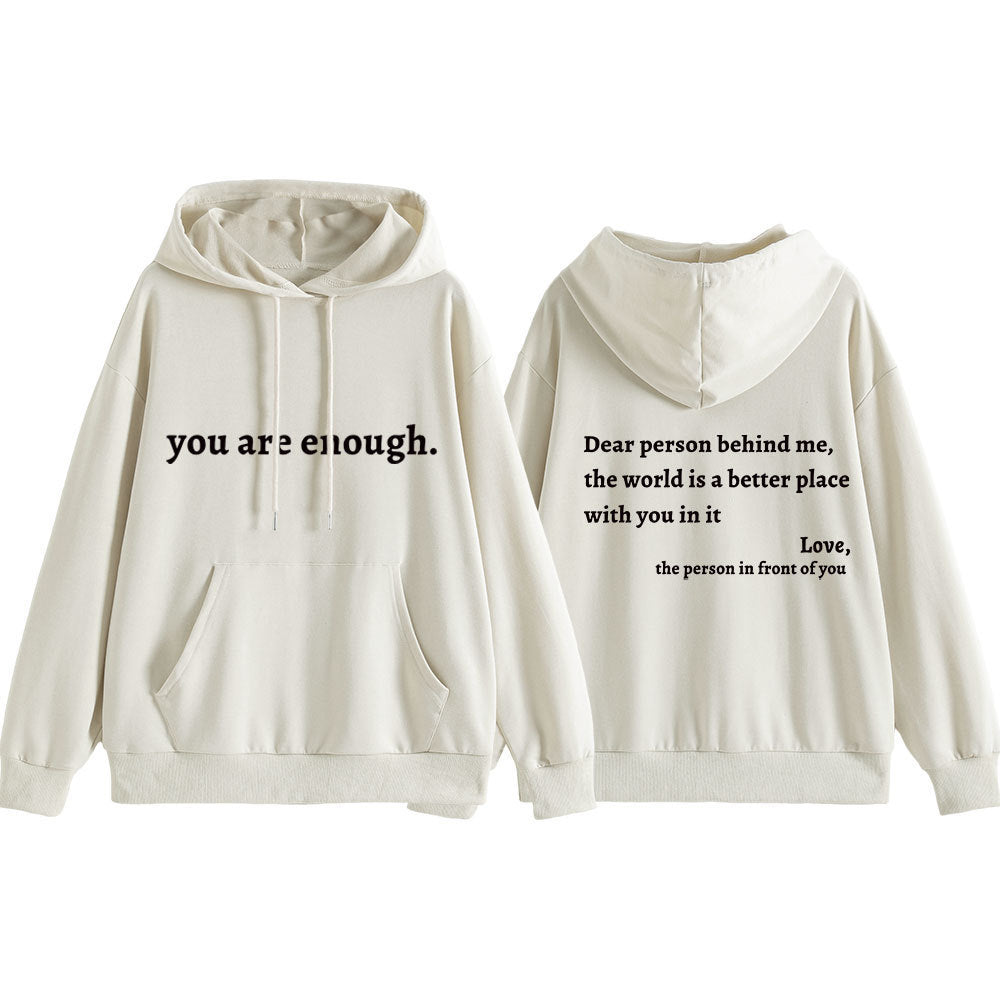 Women's hooded sweatshirt with motivational lettering and comfortable fit Skjora
