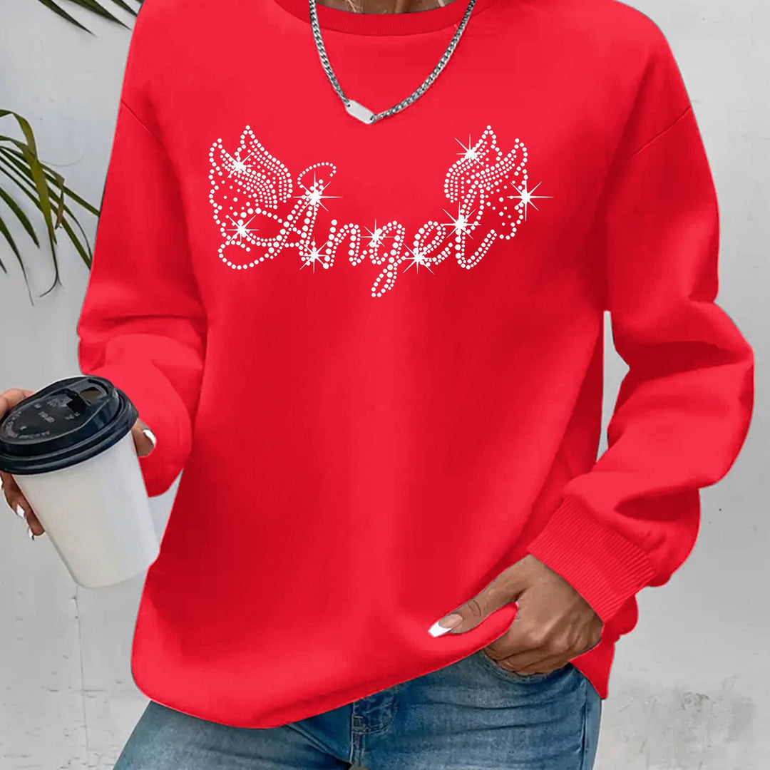 Kvinne sweatshirt med glitrende trykk og avslappet passform Skjora