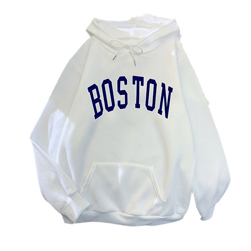 Dame hettegenser med klassisk Boston-print Skjora