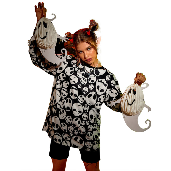 Dames oversized sweatshirt med unikt hodeskalledesign Skjora