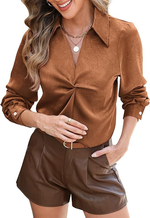 Kvinnelig Elegant Bluse med Lukkede Mansjetter og Vridningsdetalj Skjora
