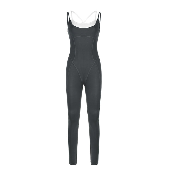 Dame jumpsuit med justerbare stropper og utsvingte ben Skjora