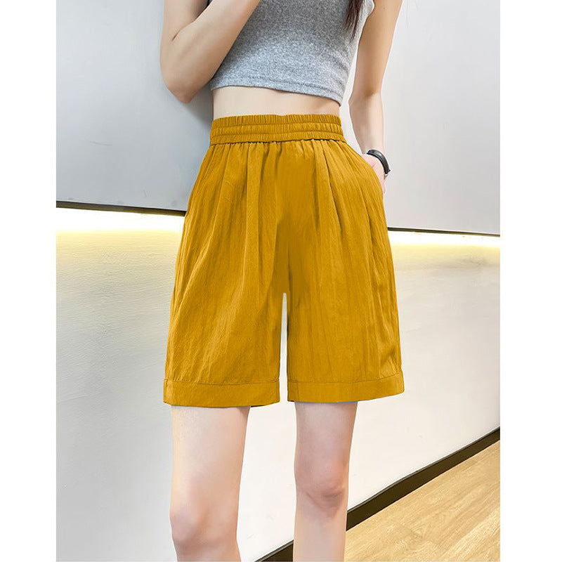 Dame casual shorts med elastisk midje og sidelommer