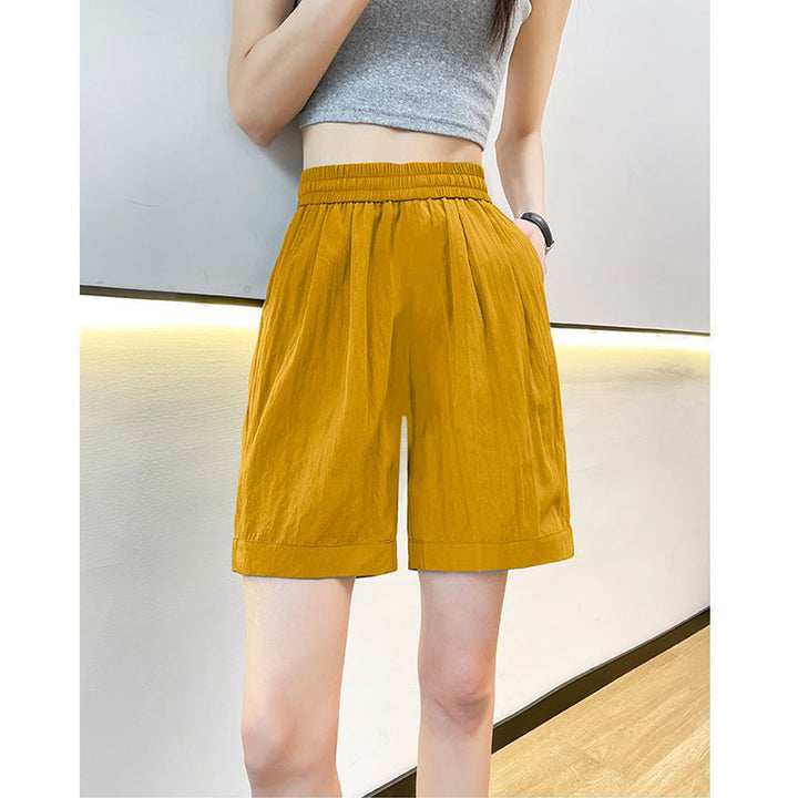 Dame casual shorts med elastisk midje og sidelommer