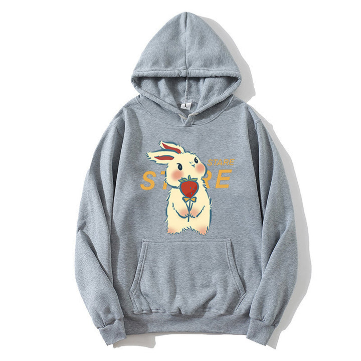 Damen Kapuzenpullover mit verspieltem Hasenmotiv und Inspirationsschriftzug Skjora