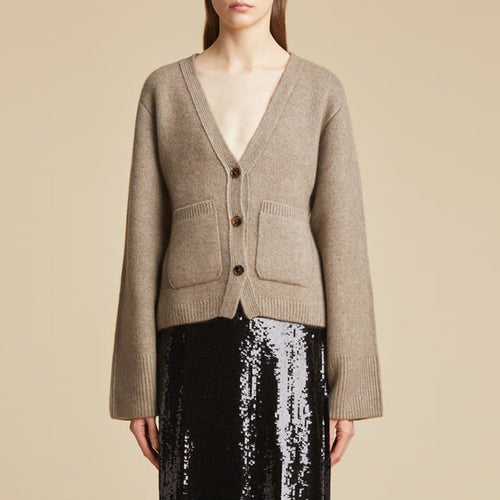 Damer Kose-strikk cardigan med overdimensionerte ermer Skjora