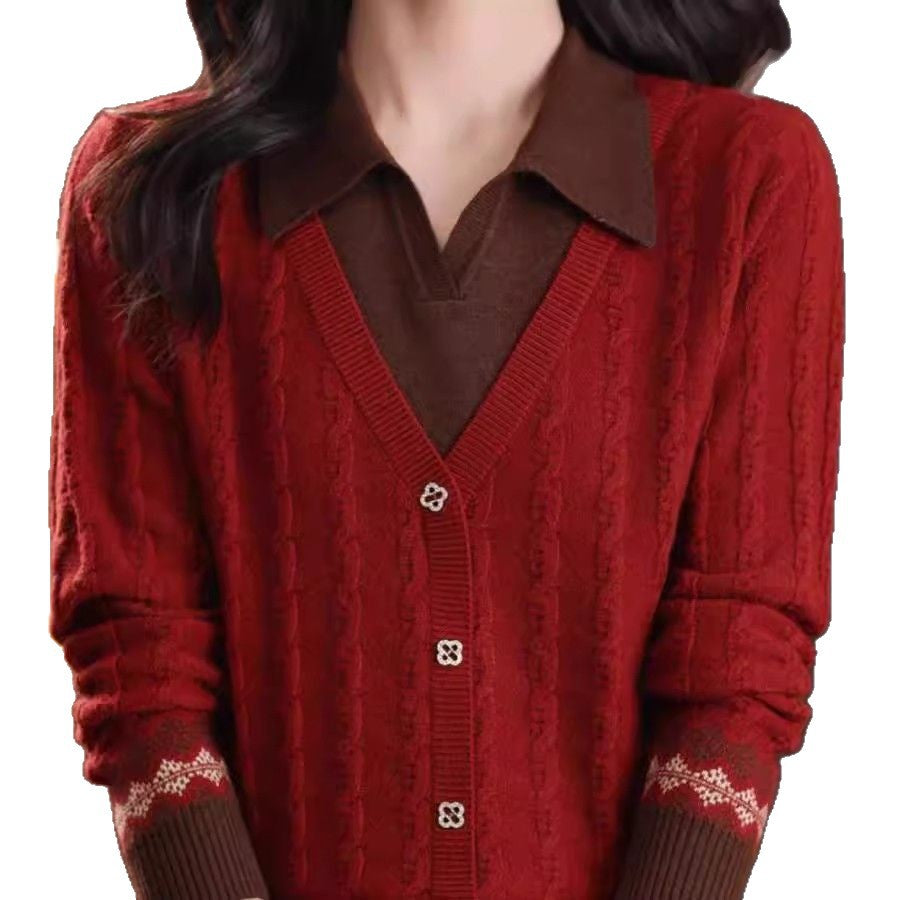 Kvinnelig elegant cardigan med V-hals Skjora