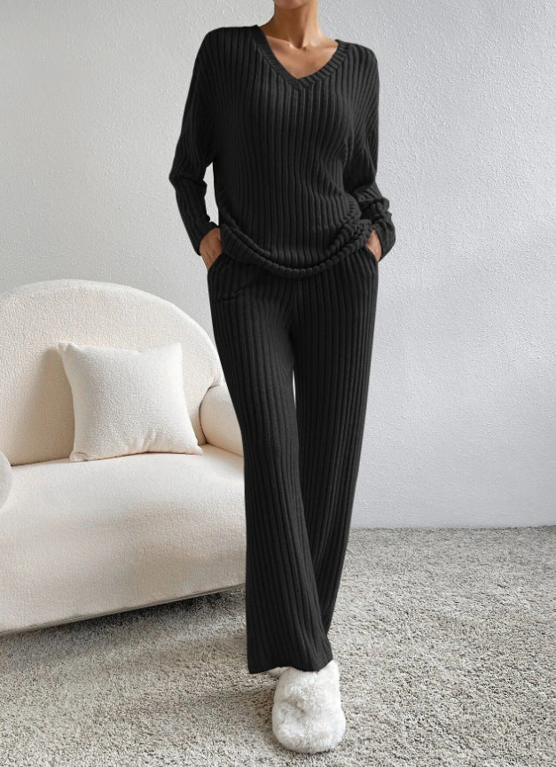 Kvinnenes avslappede loungewear-sett med ribbet tekstur Skjora