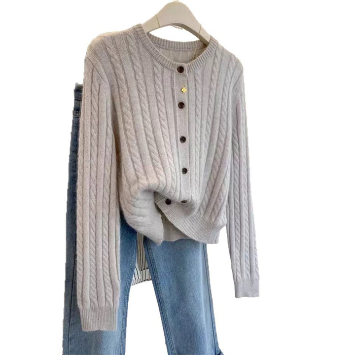 Dame cardigan med flette mønster Skjora