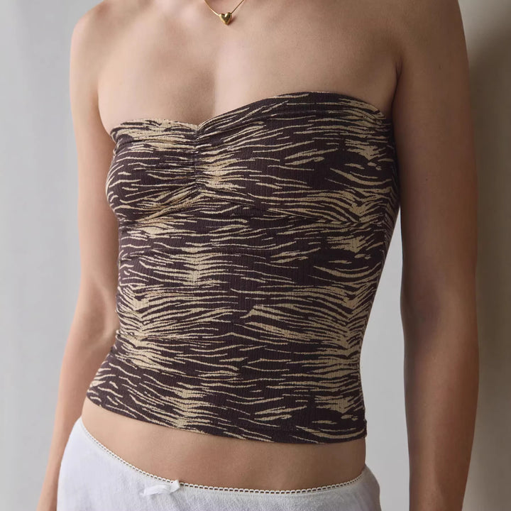 Dame Bandeau-top med raffinerte striper Skjora