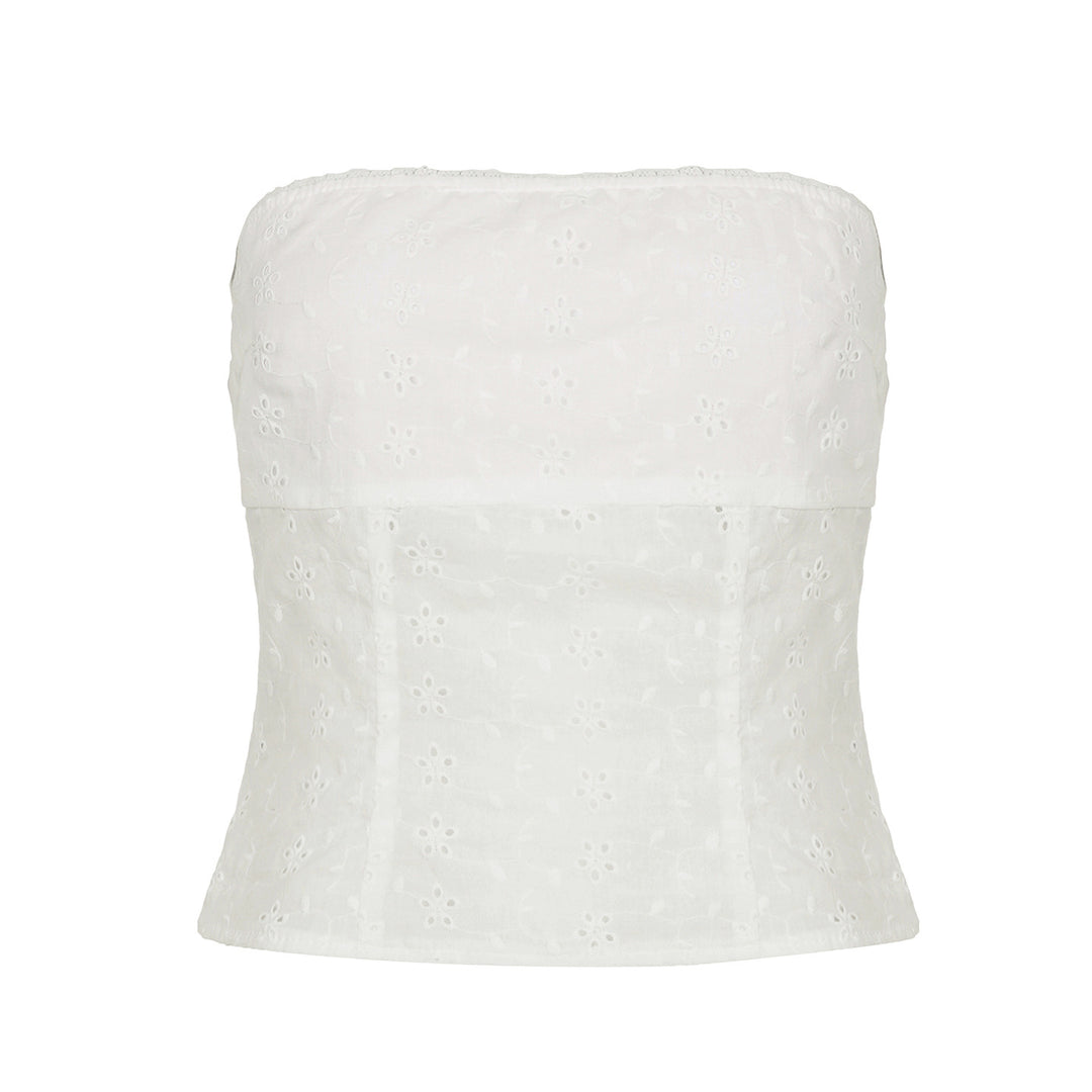 Dame uformell bandeau-top i blomstret stoff Skjora