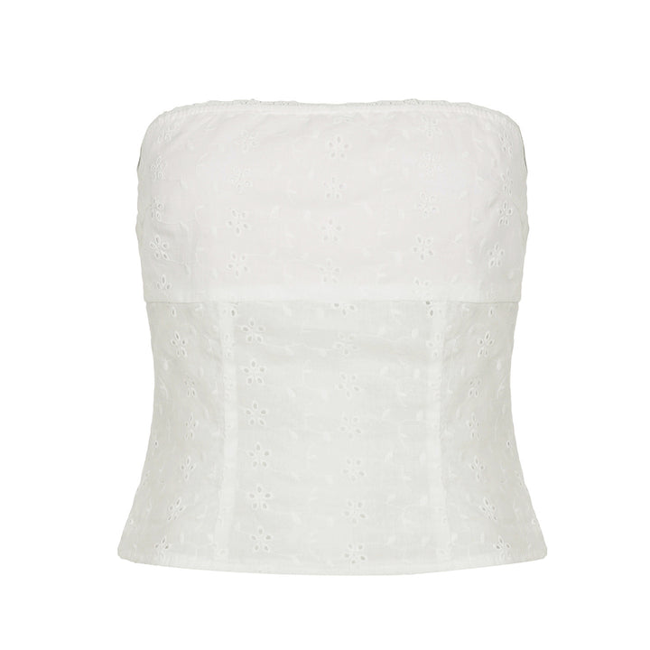 Dame uformell bandeau-top i blomstret stoff Skjora