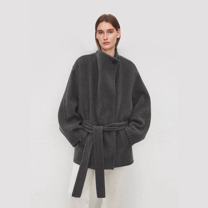 Dame elegant oversized frakk med belte