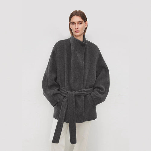 Dame elegant oversized frakk med belte