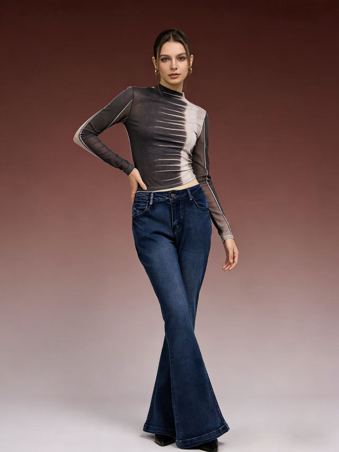 Damer elegant cropped topp med pufferm og vintage broderi Skjora