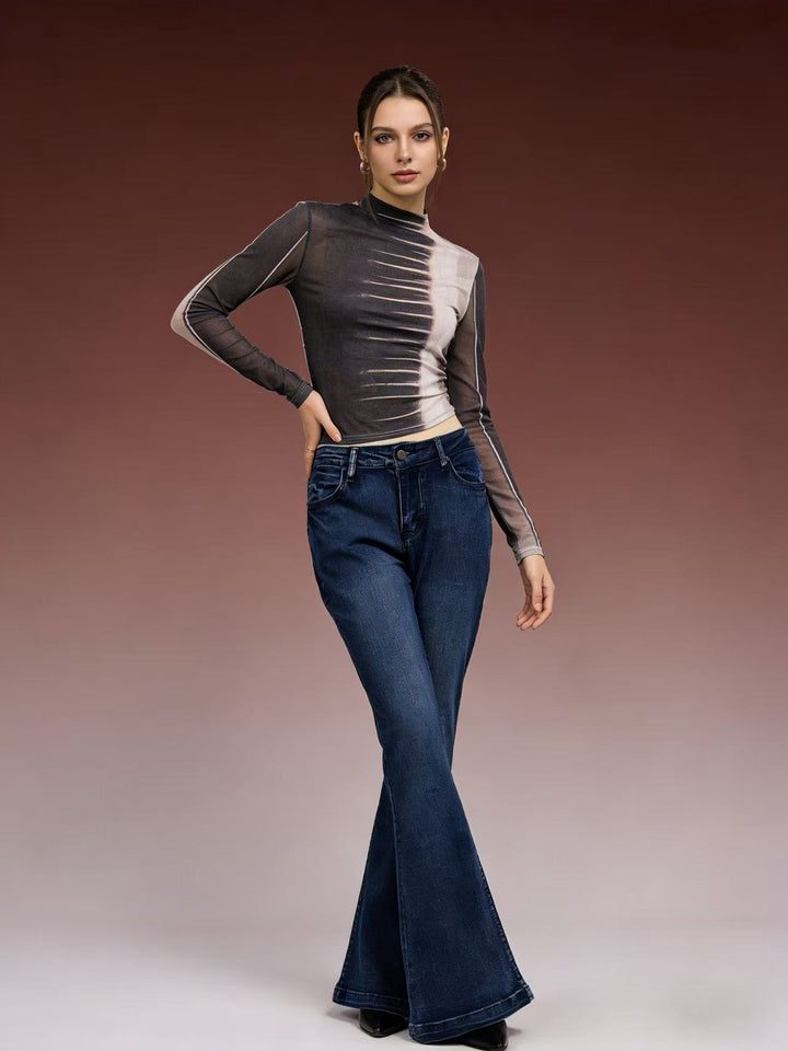Damer elegant cropped topp med pufferm og vintage broderi Skjora