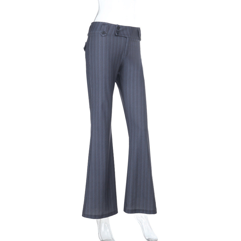 Dame elegante bellbottoms med fine striper og høy midje Skjora