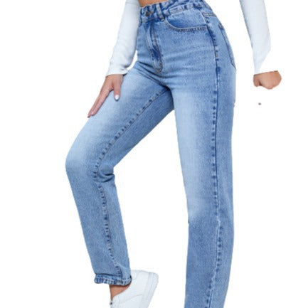 Damer høyde midje jeans i moderne straight-leg snitt Skjora