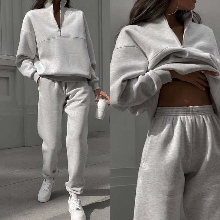 Dame sweatshirt og joggebukse sett med moderne stående krage Skjora