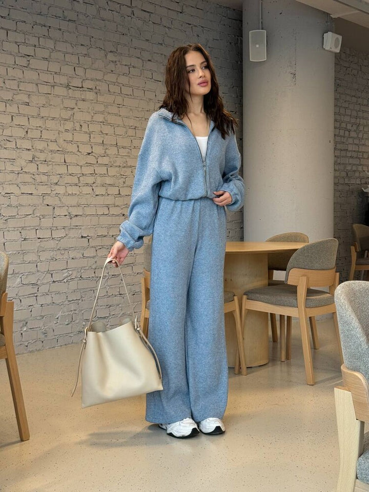 Kvinnelig hverdags jumpsuit med full-lengde glidelås og vide bein Skjora