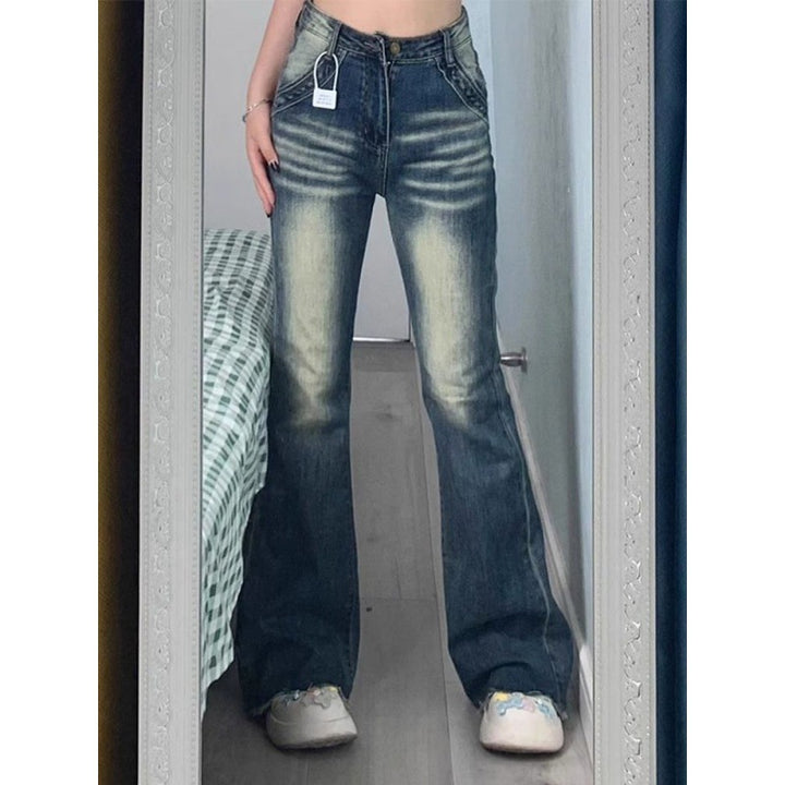 Dame Høy Midje Bredbente Jeans Skjora