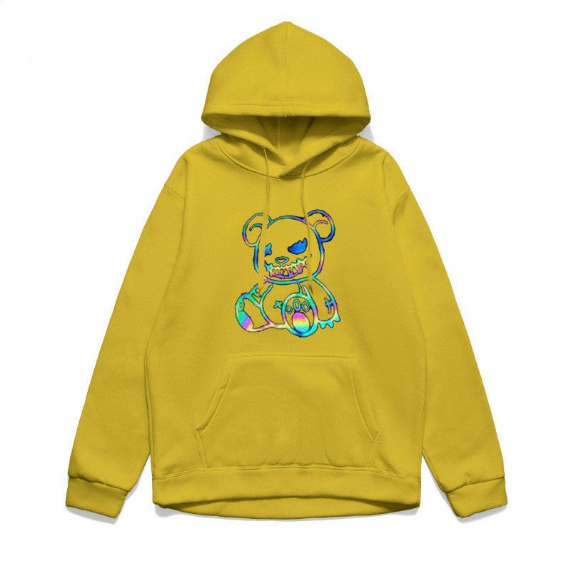 Damer hoodie sweatshirt med kult bjørnemotiv og behagelig passform Skjora