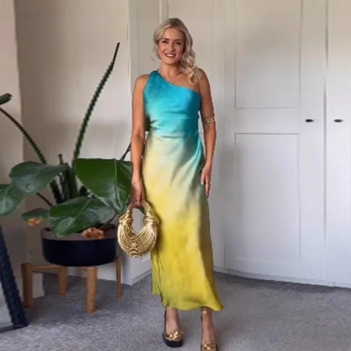 Dame Elegant Asymmetrisk Maxi Kjole med Mild Gradient og Behagelig Bærekomfort Skjora
