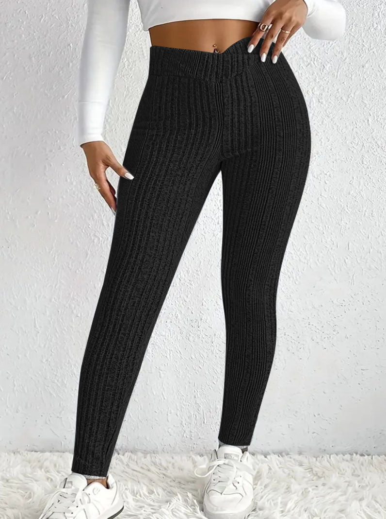 Dameformede leggings med stilige stripete mønster Skjora