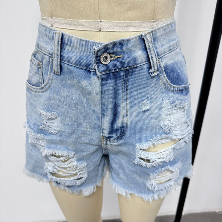 Damer ødelagte denimshorts i avslappet stil Skjora