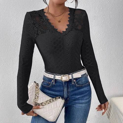 Damer Elegant Blonde Topp med V-Hals Skjora