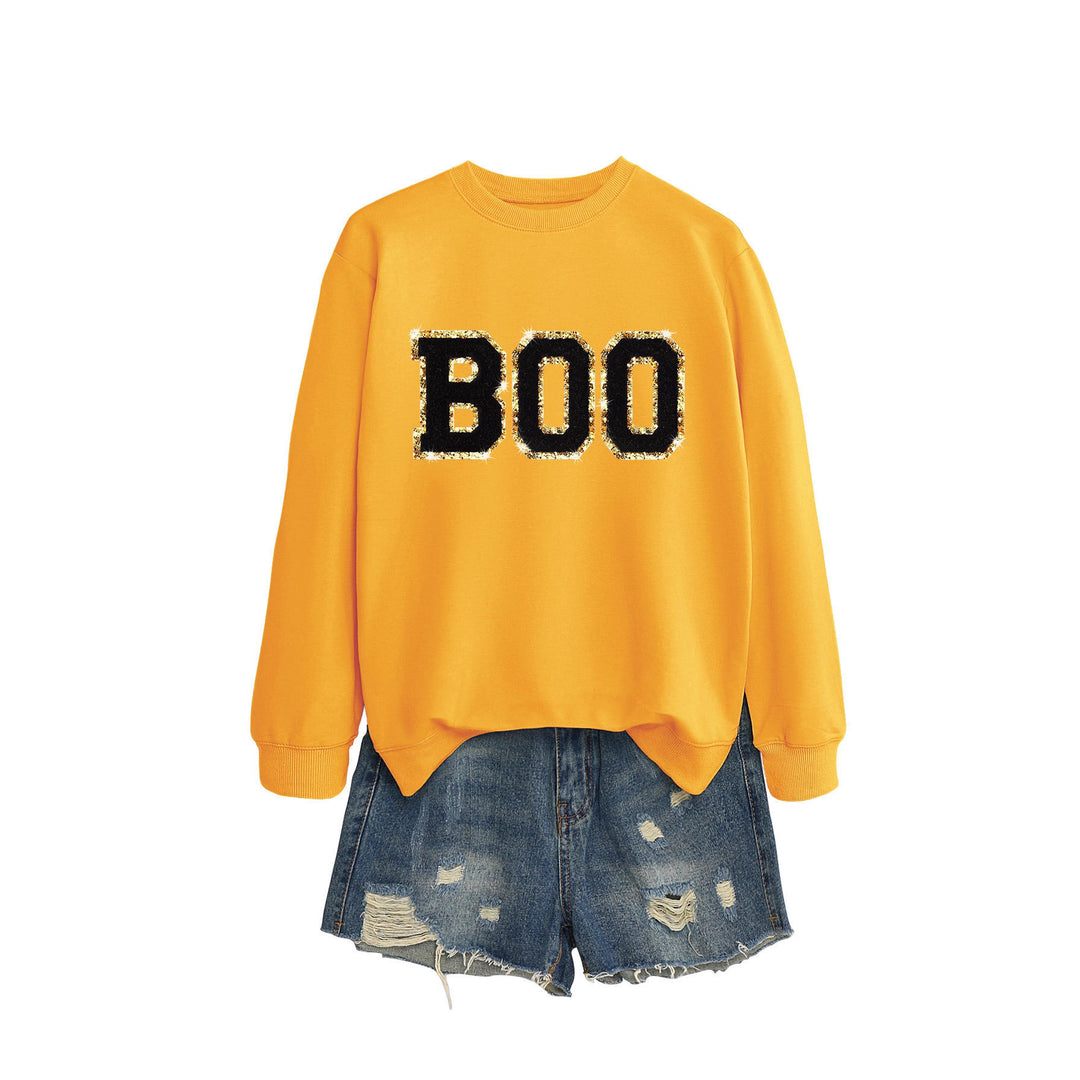 Damer sweatshirt med glitrende trykk Skjora