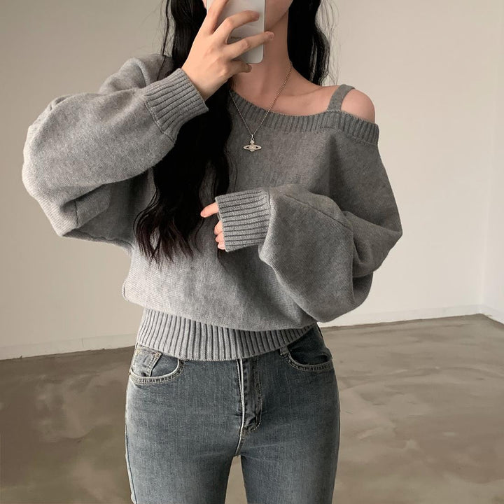 Dames Fashionable Genser med Skulderdesign og Casual Snitt Skjora