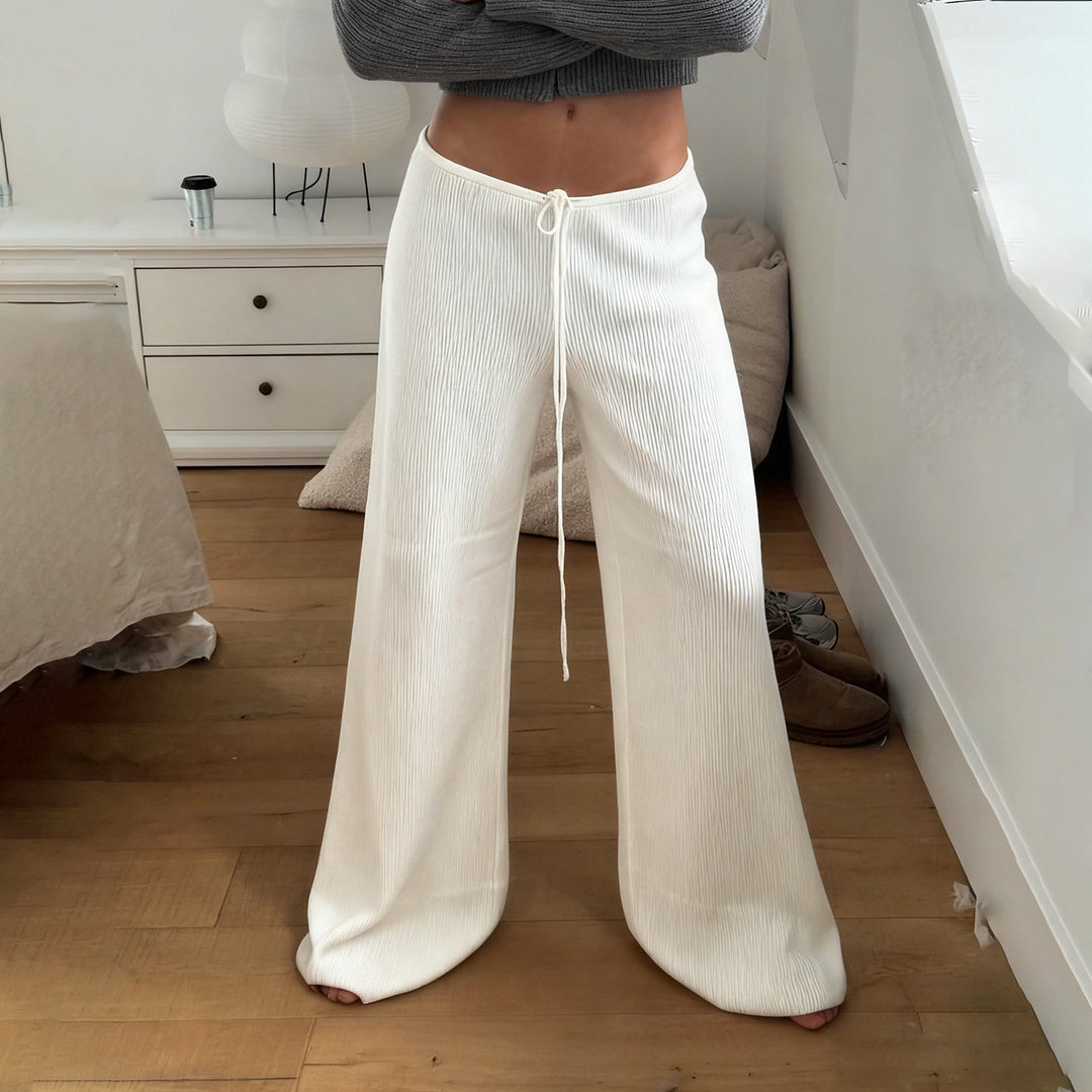 Dame avslappet Wide-Leg-bukse med justerbart belte Skjora