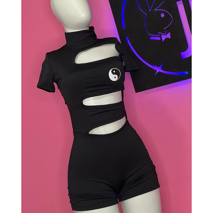 Dame stilfull jumpsuit med cut-outs og høy krage Skjora