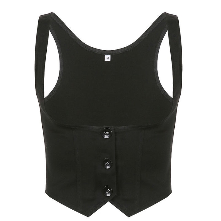 Damer Fasjonabelt Crop-Top med elegante knappedetaljer og figursydd snitt Skjora