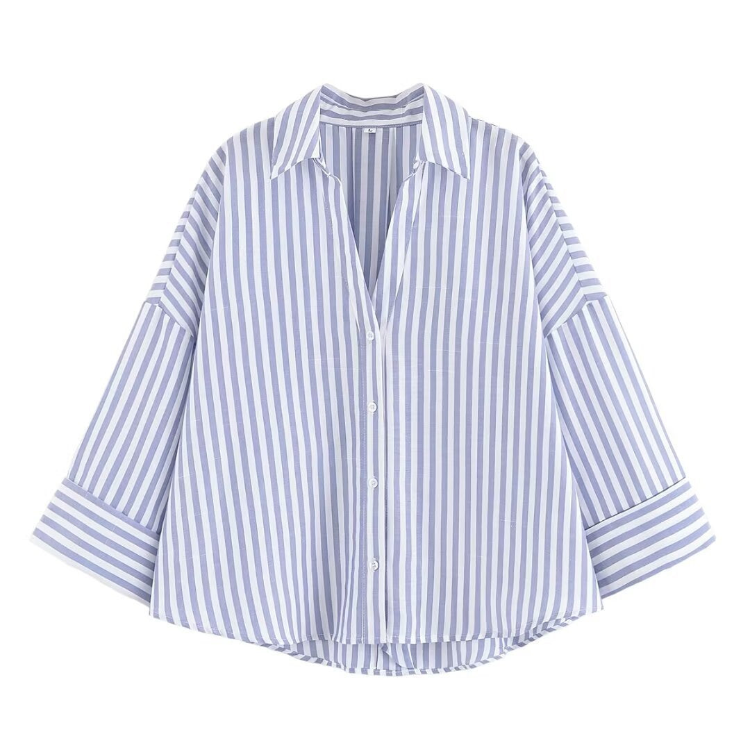 Dame skjorte-bluse med avslappet snitt og elegante 3/4-ermer Skjora