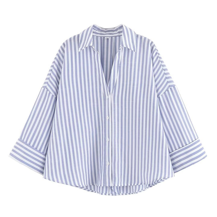 Dame skjorte-bluse med avslappet snitt og elegante 3/4-ermer Skjora