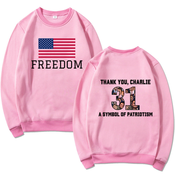 Kvinnesweatshirt med patriotisk trykk og mykt materiale Skjora