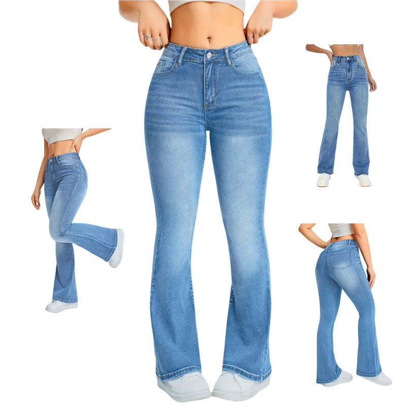 Dame Bootcut Jeans med høy midje og moderne vask Skjora